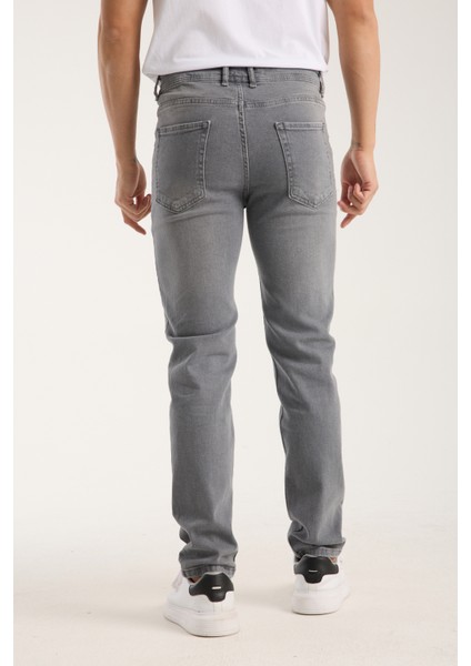 Erkek Pantolon Gri Regular Fit Fermuarlı Jeans indirimleri