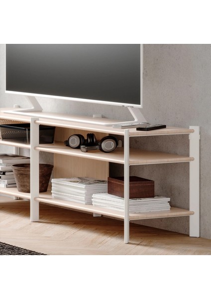 Jattesta Tv Sehpası Beyaz Bambu 160 x 40 x 49 cm indirimleri