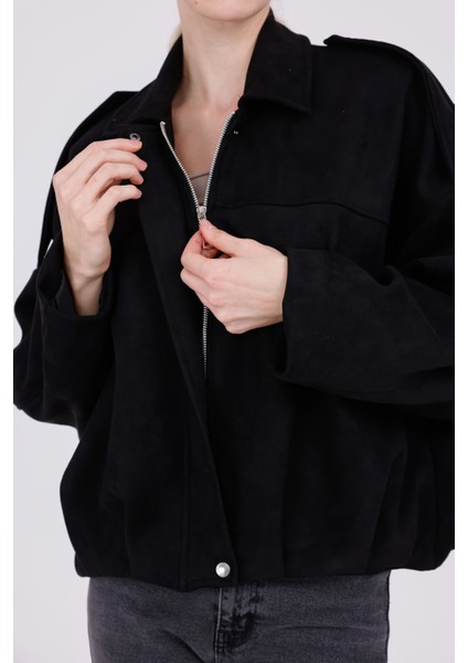 Oversize Süet Bomber Ceket modelleri