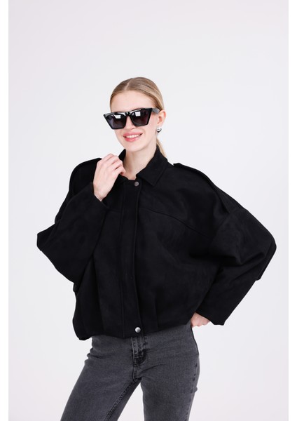 Oversize Süet Bomber Ceket