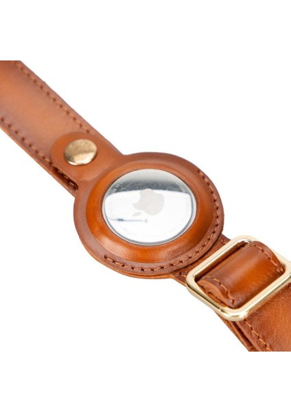 Kont Deri Airtag Yuvalı Köpek Tasması