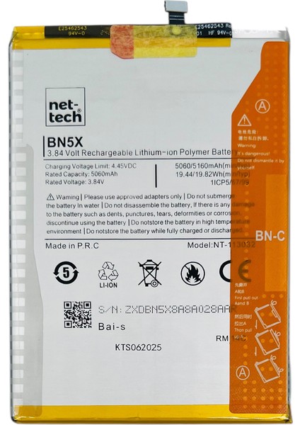 Teknonet Xiaomi Redmi 14C Uyumlu Nettech BN5X 5000 Mah Batarya