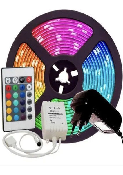 5 Metre Tak Çalıştır Kumandalı, 96 Renk Rgb Şerit LED Tv Ünitesi, Mutfak Tezgahı, Vitrin, Tavan Ledi