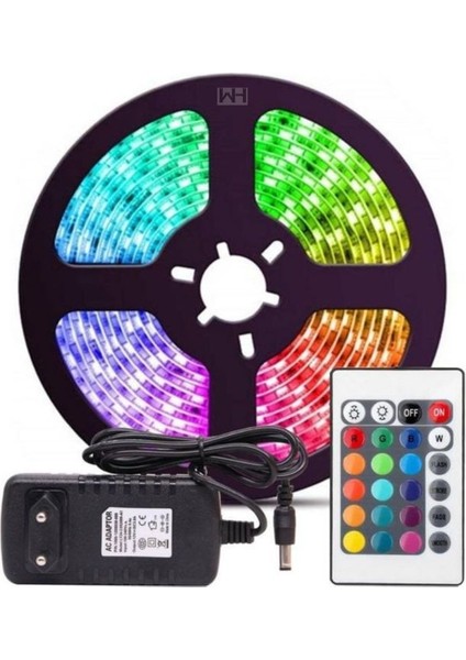 5 Metre Tak Çalıştır Kumandalı, 96 Renk Rgb Şerit LED Tv Ünitesi, Mutfak Tezgahı, Vitrin, Tavan Ledi