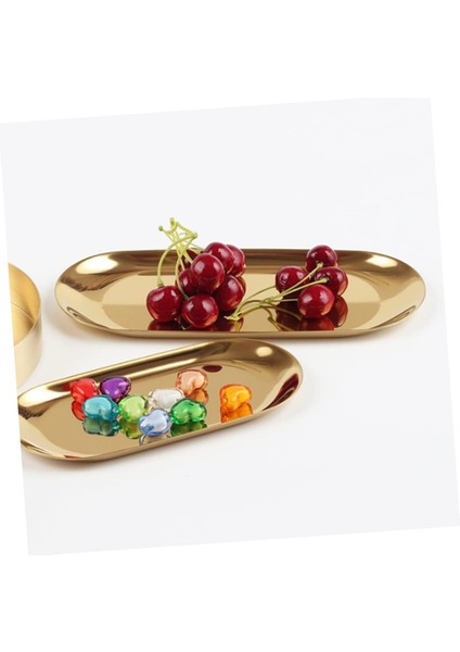 Metal Oval Tabak Gold 10,5 x 23 cm – Şık Sunum ve Dekoratif Servis Tabağı