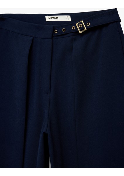 Kemer Detaylı Bilek Boy Geniş Paça Krep Palazzo Pantolon modelleri