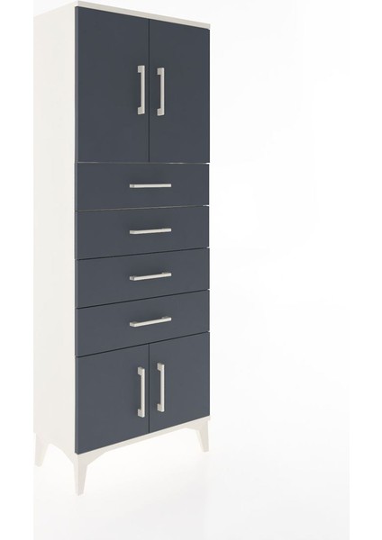 Arges Dolap 2 Raflı 4 Çekmeceli 4 Kapaklı 60X30X163 Aytaşı-Antrasit fiyatları