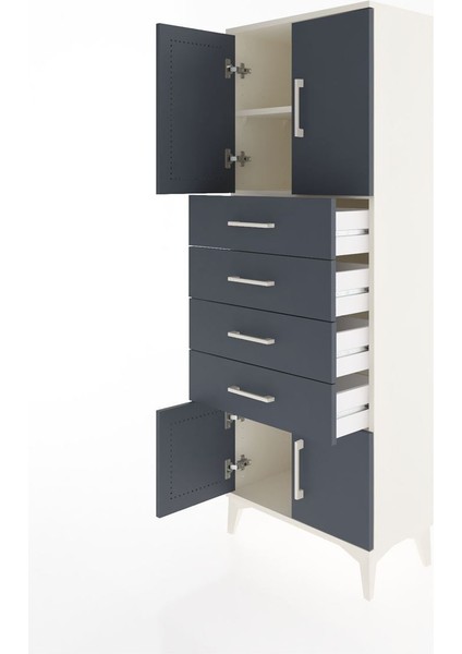 Arges Dolap 2 Raflı 4 Çekmeceli 4 Kapaklı 60X30X163 Aytaşı-Antrasit fırsatları