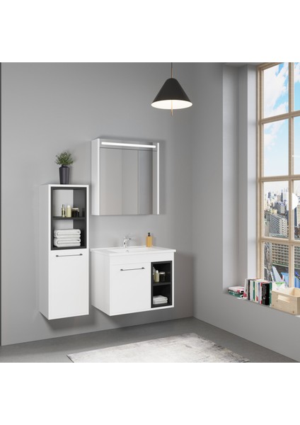 Latte 65 cm Beyaz Banyo Dolabı