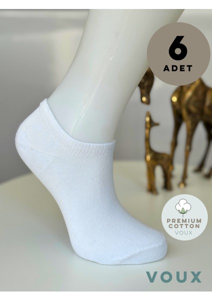 Kadın Pamuklu Beyaz Patik Çorap 6 'lı
