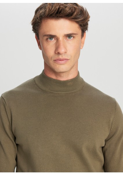 Yarım Balıkçı Yaka Standart Haki Erkek Kazak ACE043261438_HAK fırsatları