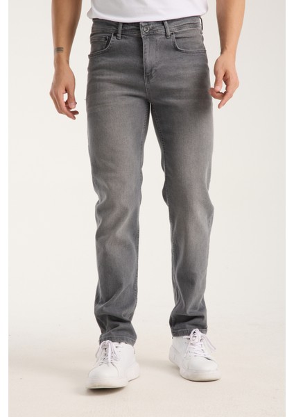 Erkek Pantolon Gri Regular Fit Fermuarlı Jeans fiyatları