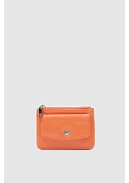 Plane Turuncu Kırışık Detay Bayan Kartlık