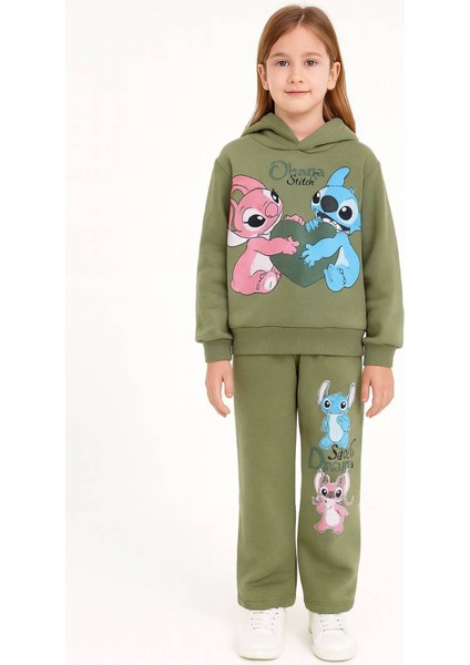 Kız Baskılı 4-10 Yaş 3 Ip Kapşonlu Eşofman Takım