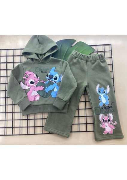 Kız Baskılı 4-10 Yaş 3 Ip Kapşonlu Eşofman Takım