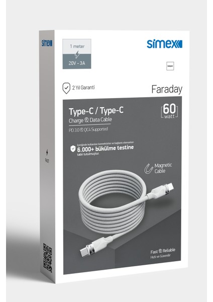 Type C To Type C Spk-13 Faraday 60W Mıklatıslı Data Kablosu modelleri