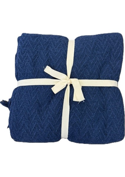 Püsküllü Tv Battaniye Tek Kişilik 150X200CM Lacivert