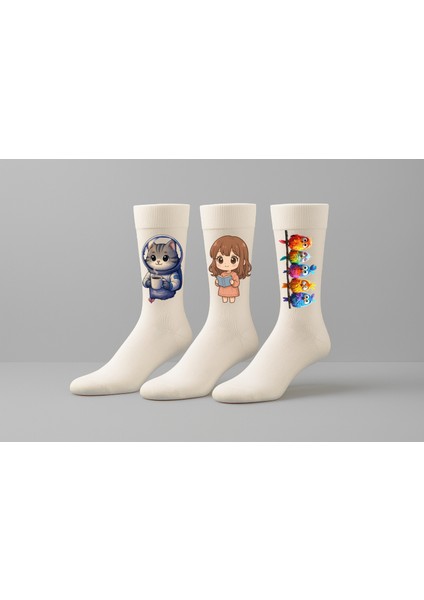 3'lü Paket Avantajı, Kişiye Özel Fotoğraf Baskılı Çorap | Unisex Tasarım | Hediye Seçeneği