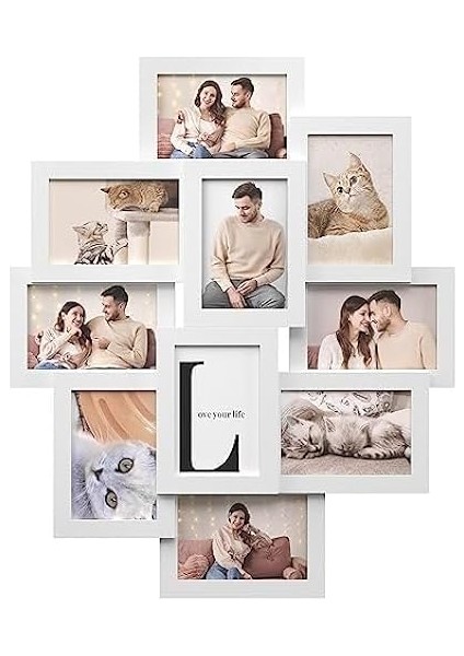 Songmics Resim Çerçevesi Kolajı, Her Biri 10 x 15 cm (4 x 6 Inç) 10 Fotoğraf Için, Mdf'den Yapılmış,