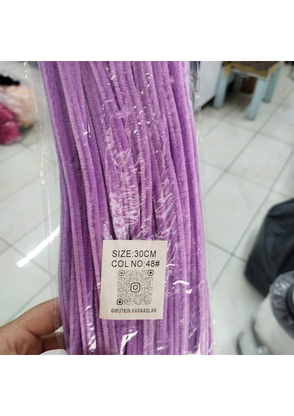30 cm Lila Tüylü Hobi Çubuğu Şönil- 100'LÜ Paket-Lila-Mor NO48