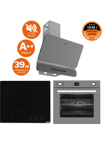 ve Afm Tech Markalı / Stella Elektrikli Vitro. Sessiz Ankastre Set (D082-SA + V6-04 + FM7710)