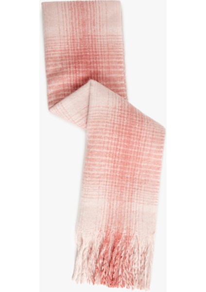 Desenli Püsküllü Uzun Atkı