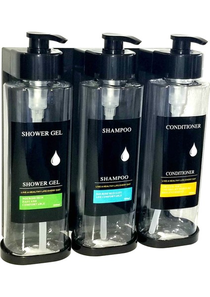 Otel Tipi 3'lü Sıvı Sabunluk Şampuanlık T.443 modelleri