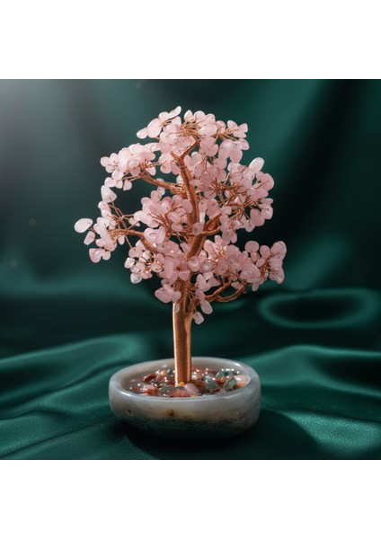Pembe Kuvars – Akik Doğal Taş Tel Sarmalı Ağaç – Safnaturel (491 Gr) fiyatları