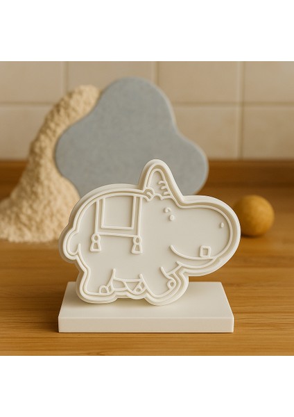 Sevimli Hipopotam Şekilli Kurabiye Kalıbı - 8 cm Hayvan Temalı Kurabiye ve Fondan Kalıbı