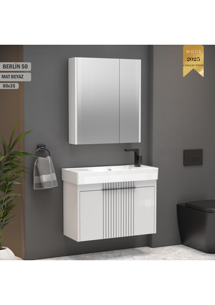 Berlin 80 cm Beyaz Banyo Dolabı