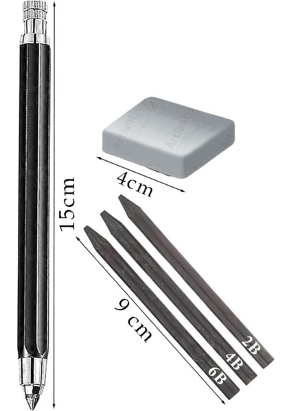 Portmin Çizim Kalemi 1 Paket 2b 4b 6b Dereceli Portmin Grafiti Karakalem Mekanik Uçlu Çizim Kalemi 5.6mm Yedek Uç fiyatları