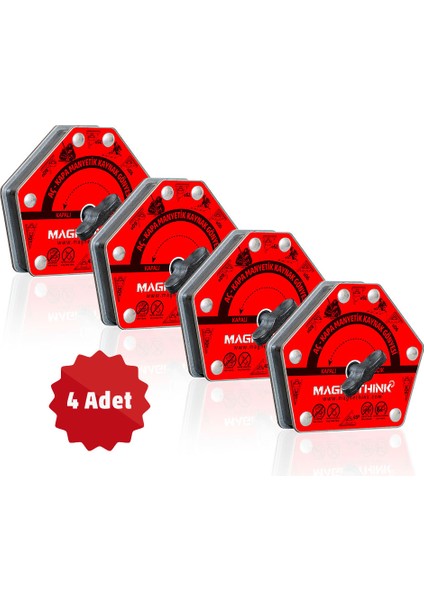 4 Adet Aç Kapa Özellikli 6 Açılı Kolay Temizlenebilen Güçlü Mıknatıslı Kaynak Tutucu Manyetik Kaynak Gönyesi