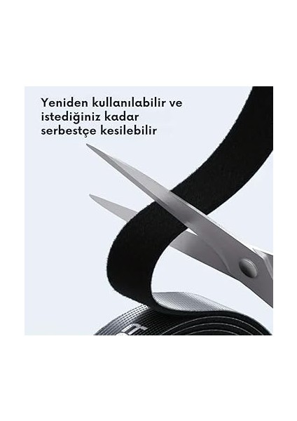 5 Metre Cırt Cırt Bantlı Kablo Sarıcı Düzenleyici Organizatör, Kesilebilir Kablo Düzenleyici Siyah fiyatları