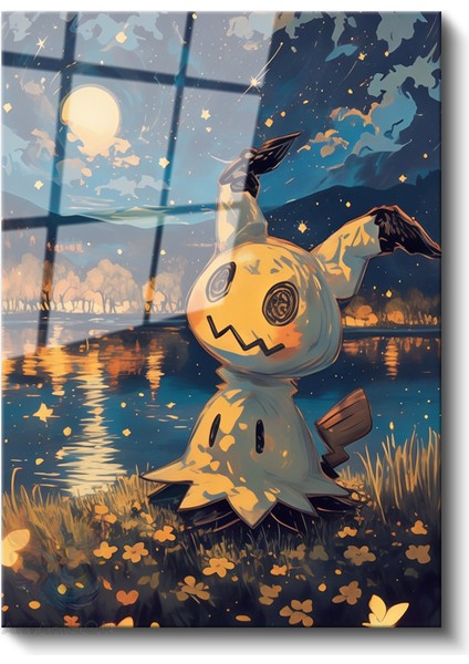 Cam Dikey Duvar Tablosu Cam Pika Anime Tablosu Ev Ofis Salon Modern Duvar Tablosu