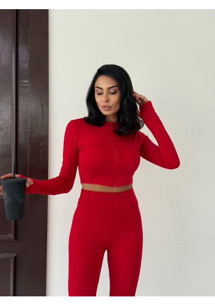 Slim Fit Yüksek Bel Toparlayıcı Crop Kadın 2’li Tayt Takım