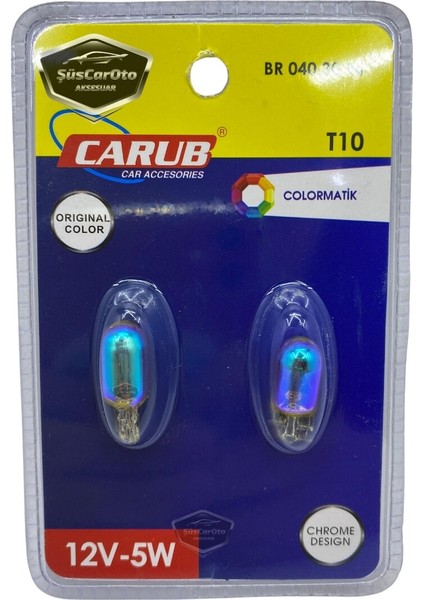 Carub Diadem Ampul Krom Amber Park Ampulü T10 WY5W 12V Turuncu Işık Colormatik 2'li Takım 00 Şüscaroto Aksesuar