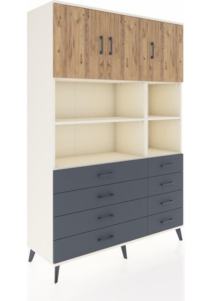 Hyperion Dolap 8 Raflı 8 Çekmeceli 3 Kapaklı 132X44X195 Aytaşı-Çam/antrasit fiyatları