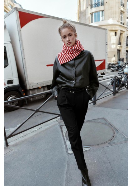 Premium Kybele Yüksek Bel Dokuma Straight Pantolon