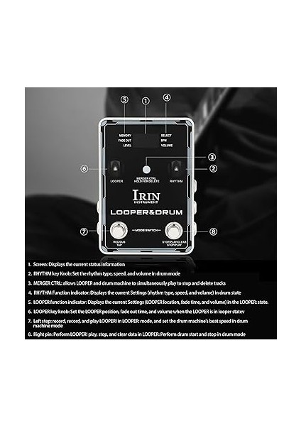 Looper Pedalı Davul Makinesi Gitar Efekt Pedalları 44.1KHZ/24BIT 160 Dakika Kayıt Süresi 100 Davul Makinesi Ritimleri Çift Kademeli Çiviler Looper Pedalı Kulaklık Jakı indirimleri