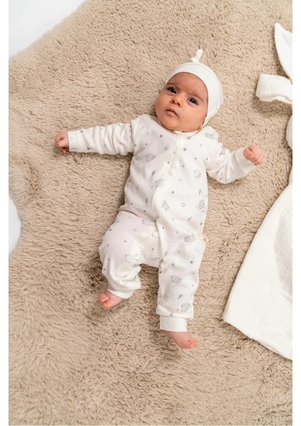 %100 Organik Pamuk Kuzucuk Fermuarlı Bebek Tulum