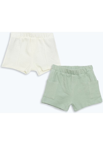 Yeni Sezon Beli Lastikli Basic Erkek Bebek Şort 2'li