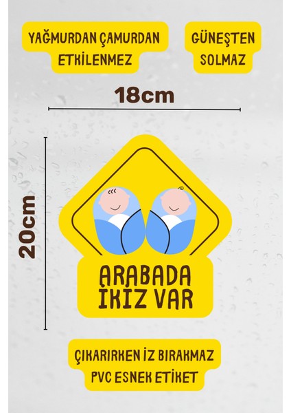 Arabada Ikiz Bebek Var Araba-Motosiklet Cam Etiket Sticker - Erkek fiyatları