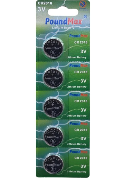 Lityum CR2016 Düğme Hücreli Pil, 3 V | 1 x Blister 5 Adet