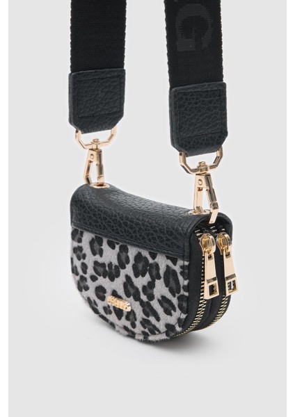 Jefece Siyah Leopar Desen Çanta Cüzdan fırsatları