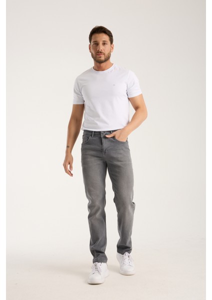 Erkek Pantolon Gri Regular Fit Fermuarlı Jeans fırsatları