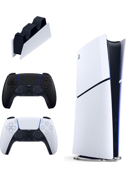 Playstation 5 Slim Digital 825 GB + Şarj Istasyonu + 2. Siyah Dualsense Ithalatçı Garantili