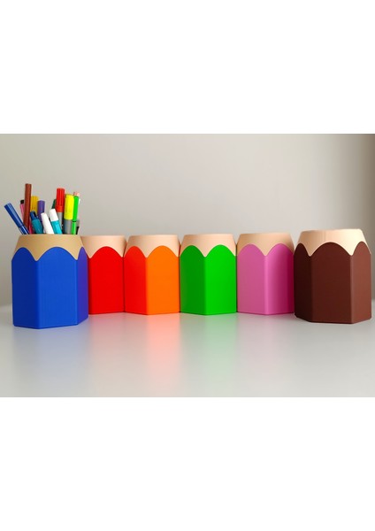 Kalem Şeklinde Masaüstü Kalemlik (Turuncu) fiyatları