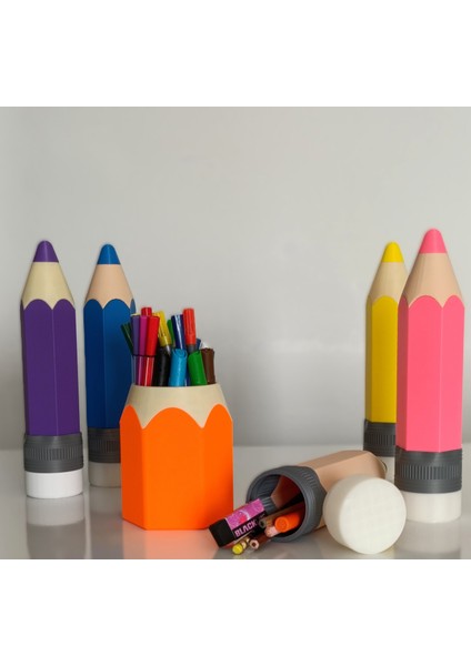 Kalem Şeklinde Masaüstü Kalemlik (Turuncu) fırsatları