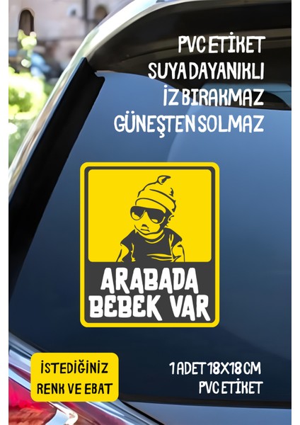 Arabada Bebek Var Araba-Motosiklet Cam Etiket Sticker - Erkek