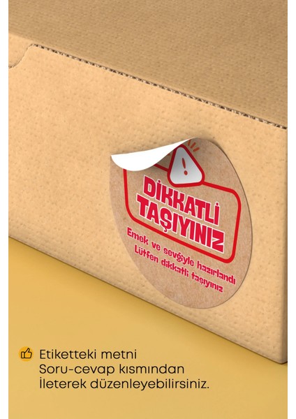 Dikkatli Taşıyınız Yazılı Sticker Paketleme Kargo Ambalaj Etiketi - 4X4CM 70 Adet (Kopya)